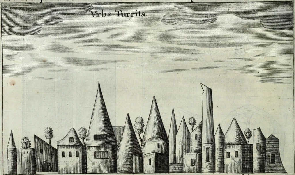 An illustration from Mundus Subterraneus, in XII libros digestus; quo divinum subterrestris mundi opificium, mira ergasteriorum naturæ in eo distributio, verbo pantámorphou Protei regnum, universæ denique naturæ majestas, 1665, leaf 463