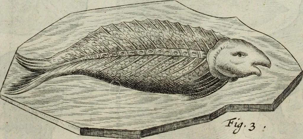 An illustration from Mundus Subterraneus, in XII libros digestus; quo divinum subterrestris mundi opificium, mira ergasteriorum naturæ in eo distributio, verbo pantámorphou Protei regnum, universæ denique naturæ majestas, 1665, leaf 469