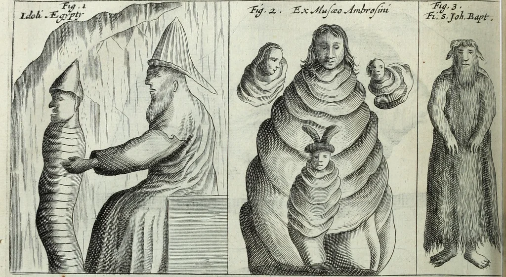 An illustration from Mundus Subterraneus, in XII libros digestus; quo divinum subterrestris mundi opificium, mira ergasteriorum naturæ in eo distributio, verbo pantámorphou Protei regnum, universæ denique naturæ majestas, 1665, leaf 471