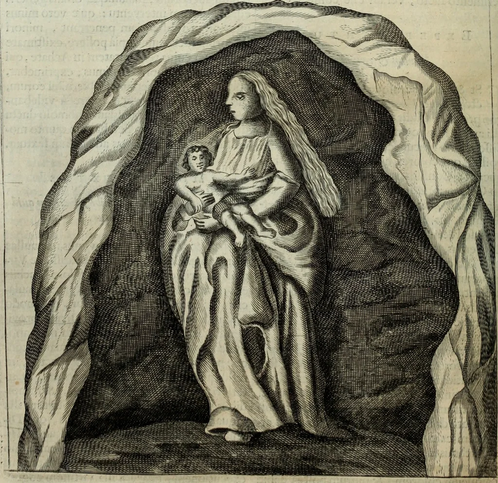 An illustration from Mundus Subterraneus, in XII libros digestus; quo divinum subterrestris mundi opificium, mira ergasteriorum naturæ in eo distributio, verbo pantámorphou Protei regnum, universæ denique naturæ majestas, 1665, leaf 479
