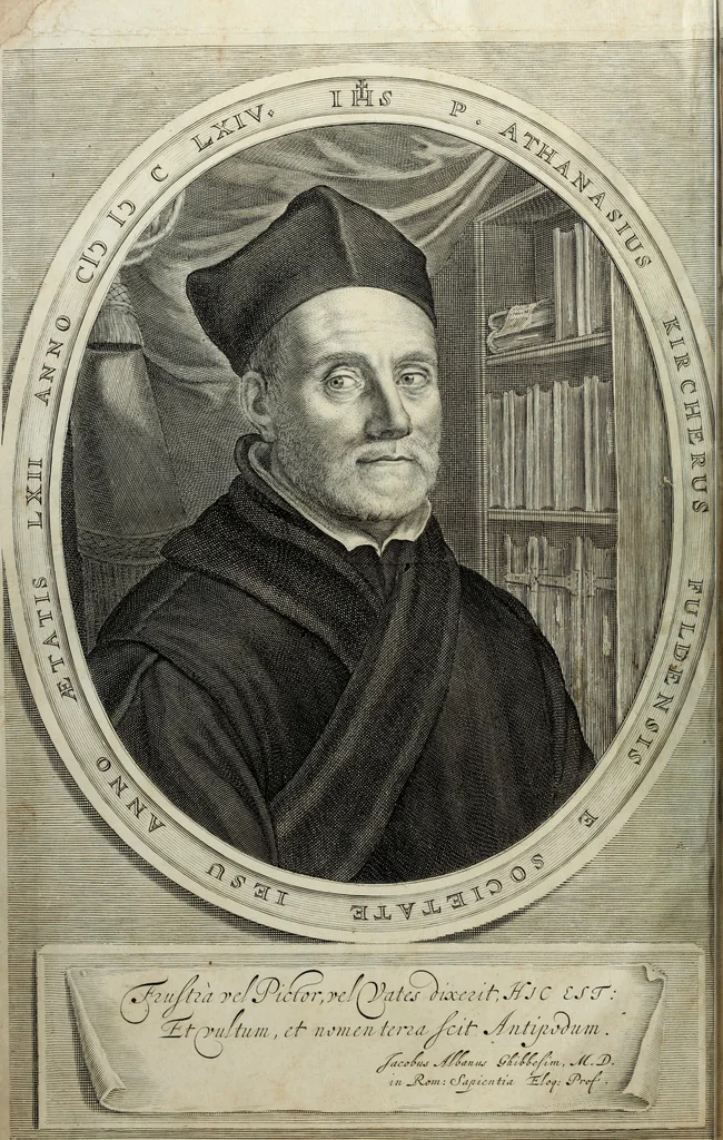 An illustration from Mundus Subterraneus, in XII libros digestus; quo divinum subterrestris mundi opificium, mira ergasteriorum naturæ in eo distributio, verbo pantámorphou Protei regnum, universæ denique naturæ majestas, 1665, leaf 5