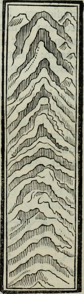 An illustration from Mundus Subterraneus, in XII libros digestus; quo divinum subterrestris mundi opificium, mira ergasteriorum naturæ in eo distributio, verbo pantámorphou Protei regnum, universæ denique naturæ majestas, 1665, leaf 500