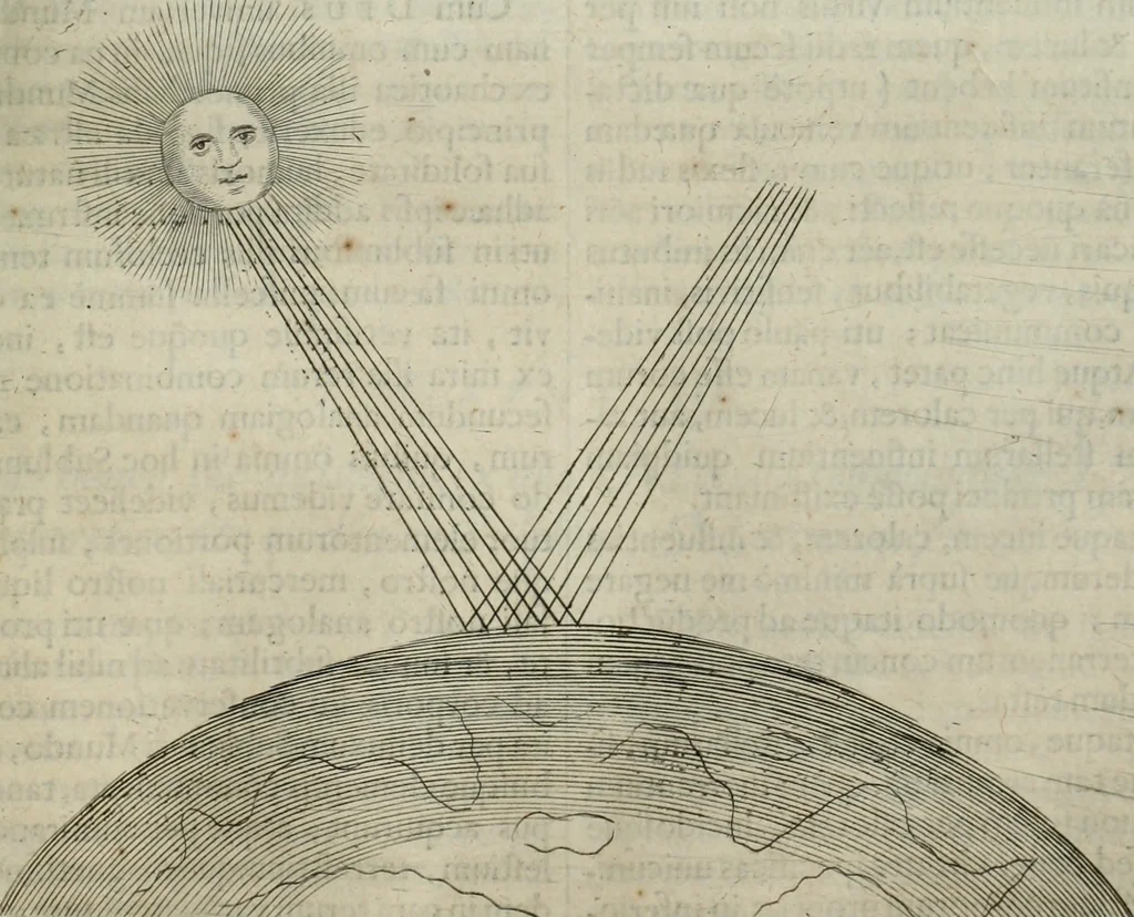An illustration from Mundus Subterraneus, in XII libros digestus; quo divinum subterrestris mundi opificium, mira ergasteriorum naturæ in eo distributio, verbo pantámorphou Protei regnum, universæ denique naturæ majestas, 1665, leaf 602