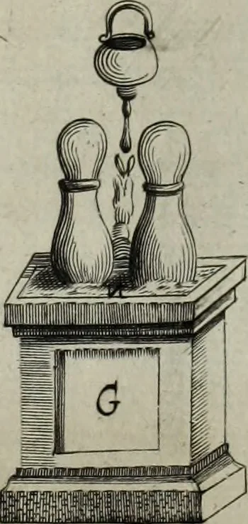 An illustration from Mundus Subterraneus, in XII libros digestus; quo divinum subterrestris mundi opificium, mira ergasteriorum naturæ in eo distributio, verbo pantámorphou Protei regnum, universæ denique naturæ majestas, 1665, leaf 846