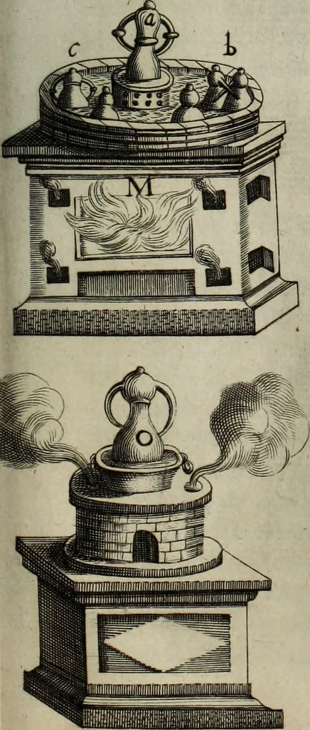 An illustration from Mundus Subterraneus, in XII libros digestus; quo divinum subterrestris mundi opificium, mira ergasteriorum naturæ in eo distributio, verbo pantámorphou Protei regnum, universæ denique naturæ majestas, 1665, leaf 846