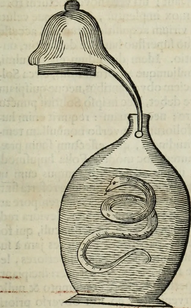 An illustration from Mundus Subterraneus, in XII libros digestus; quo divinum subterrestris mundi opificium, mira ergasteriorum naturæ in eo distributio, verbo pantámorphou Protei regnum, universæ denique naturæ majestas, 1665, leaf 876