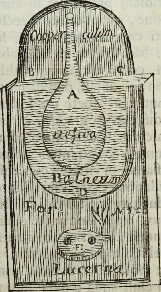 An illustration from Mundus Subterraneus, in XII libros digestus; quo divinum subterrestris mundi opificium, mira ergasteriorum naturæ in eo distributio, verbo pantámorphou Protei regnum, universæ denique naturæ majestas, 1665, leaf 881