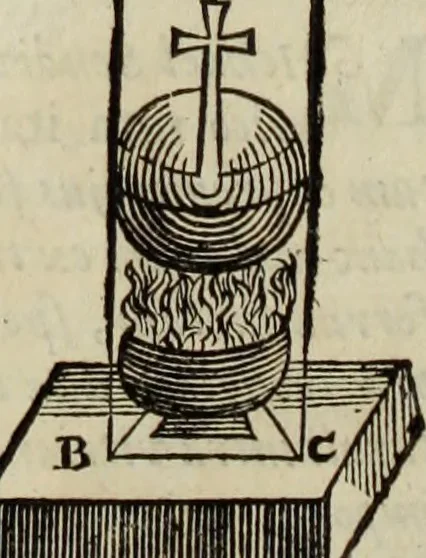 An illustration from Mundus Subterraneus, in XII libros digestus; quo divinum subterrestris mundi opificium, mira ergasteriorum naturæ in eo distributio, verbo pantámorphou Protei regnum, universæ denique naturæ majestas, 1665, leaf 945