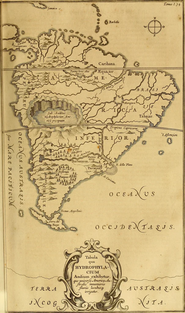 An illustration from Mundus subterraneus, in XII libros digestus : qvo divinum subterrestris mundi opificium, mira ergasteriorum naturae in eo distributio, verbo [pantamorphon] Protei regnum, universae denique naturae majestas & divitiae summa rerum varietate exponuntur, abditorum effectuum causae acri indagine inquistae demonstrantur, cognitae per artis & naturae conjugium ad humanae vitae necessarium usum vario experimentorum apparata, necnon novo modo & ratione applicantur. Ad Alexandrum VII. pont. opt. max., 1678, leaf 114