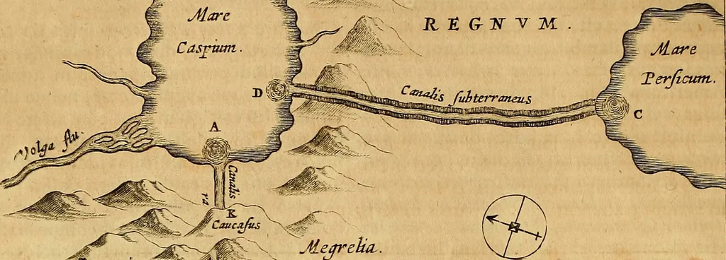 An illustration from Mundus subterraneus, in XII libros digestus : qvo divinum subterrestris mundi opificium, mira ergasteriorum naturae in eo distributio, verbo [pantamorphon] Protei regnum, universae denique naturae majestas & divitiae summa rerum varietate exponuntur, abditorum effectuum causae acri indagine inquistae demonstrantur, cognitae per artis & naturae conjugium ad humanae vitae necessarium usum vario experimentorum apparata, necnon novo modo & ratione applicantur. Ad Alexandrum VII. pont. opt. max., 1678, leaf 127