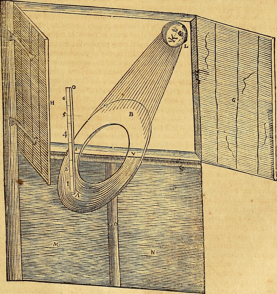 An illustration from Mundus subterraneus, in XII libros digestus : qvo divinum subterrestris mundi opificium, mira ergasteriorum naturae in eo distributio, verbo [pantamorphon] Protei regnum, universae denique naturae majestas & divitiae summa rerum varietate exponuntur, abditorum effectuum causae acri indagine inquistae demonstrantur, cognitae per artis & naturae conjugium ad humanae vitae necessarium usum vario experimentorum apparata, necnon novo modo & ratione applicantur. Ad Alexandrum VII. pont. opt. max., 1678, leaf 186