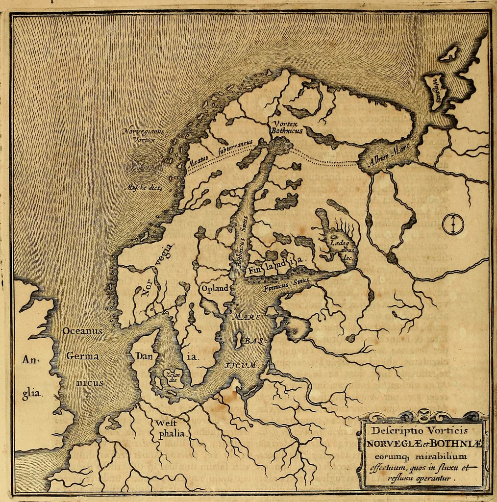 An illustration from Mundus subterraneus, in XII libros digestus : qvo divinum subterrestris mundi opificium, mira ergasteriorum naturae in eo distributio, verbo [pantamorphon] Protei regnum, universae denique naturae majestas & divitiae summa rerum varietate exponuntur, abditorum effectuum causae acri indagine inquistae demonstrantur, cognitae per artis & naturae conjugium ad humanae vitae necessarium usum vario experimentorum apparata, necnon novo modo & ratione applicantur. Ad Alexandrum VII. pont. opt. max., 1678, leaf 197