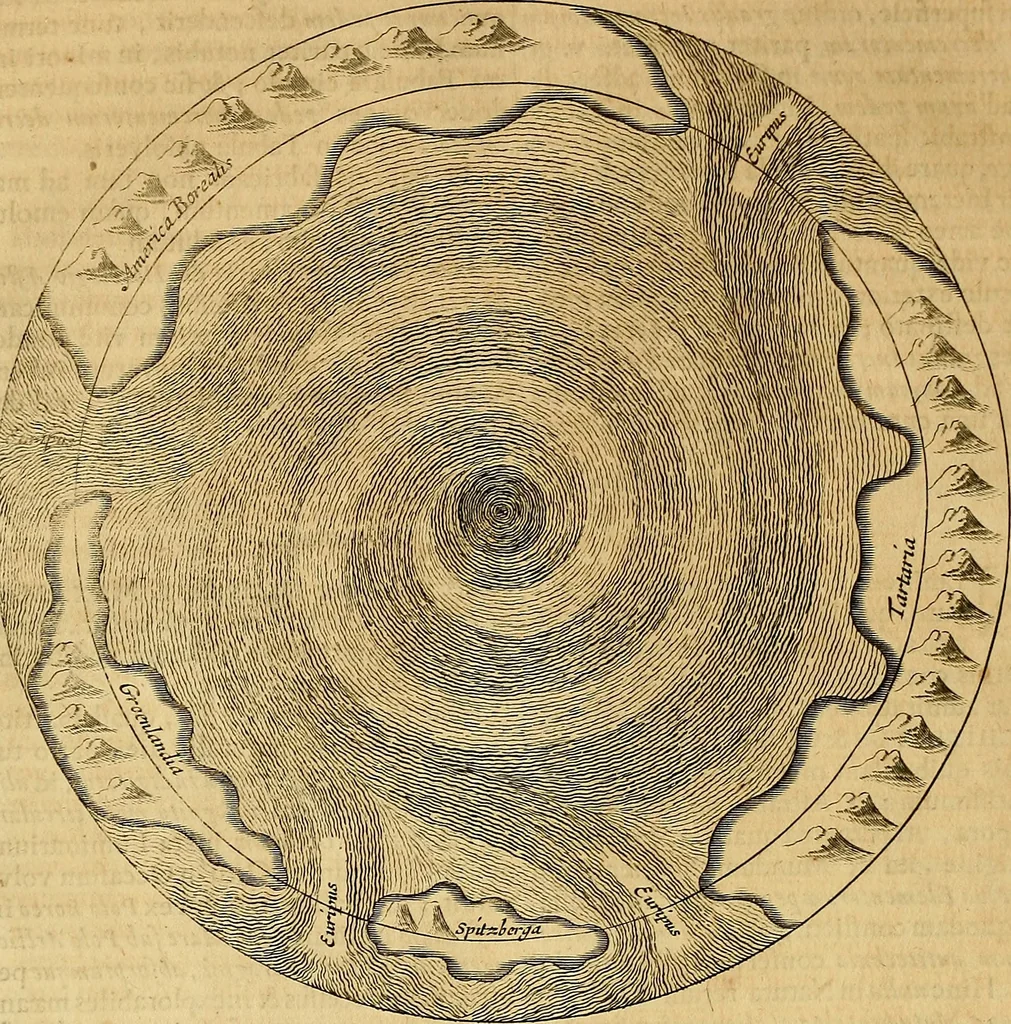 An illustration from Mundus subterraneus, in XII libros digestus : qvo divinum subterrestris mundi opificium, mira ergasteriorum naturae in eo distributio, verbo [pantamorphon] Protei regnum, universae denique naturae majestas & divitiae summa rerum varietate exponuntur, abditorum effectuum causae acri indagine inquistae demonstrantur, cognitae per artis & naturae conjugium ad humanae vitae necessarium usum vario experimentorum apparata, necnon novo modo & ratione applicantur. Ad Alexandrum VII. pont. opt. max., 1678, leaf 227