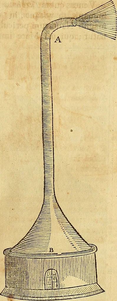 An illustration from Mundus subterraneus, in XII libros digestus : qvo divinum subterrestris mundi opificium, mira ergasteriorum naturae in eo distributio, verbo [pantamorphon] Protei regnum, universae denique naturae majestas & divitiae summa rerum varietate exponuntur, abditorum effectuum causae acri indagine inquistae demonstrantur, cognitae per artis & naturae conjugium ad humanae vitae necessarium usum vario experimentorum apparata, necnon novo modo & ratione applicantur. Ad Alexandrum VII. pont. opt. max., 1678, leaf 284