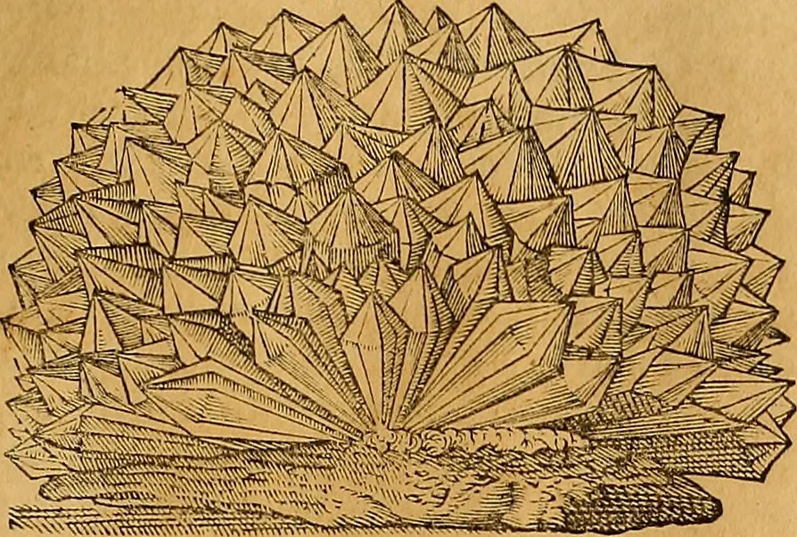 An illustration from Mundus subterraneus, in XII libros digestus : qvo divinum subterrestris mundi opificium, mira ergasteriorum naturae in eo distributio, verbo [pantamorphon] Protei regnum, universae denique naturae majestas & divitiae summa rerum varietate exponuntur, abditorum effectuum causae acri indagine inquistae demonstrantur, cognitae per artis & naturae conjugium ad humanae vitae necessarium usum vario experimentorum apparata, necnon novo modo & ratione applicantur. Ad Alexandrum VII. pont. opt. max., 1678, leaf 466
