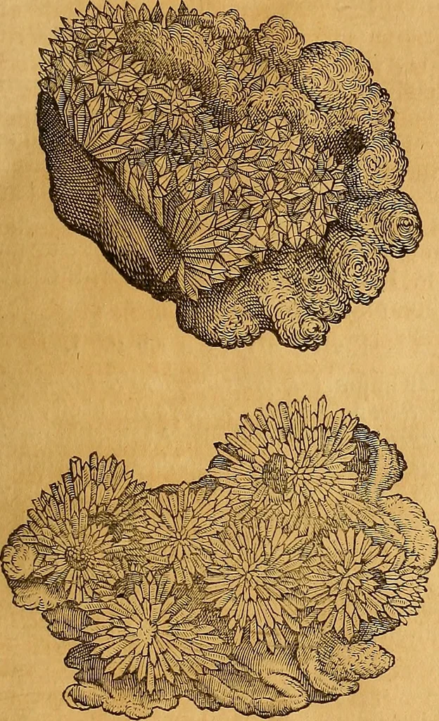 An illustration from Mundus subterraneus, in XII libros digestus : qvo divinum subterrestris mundi opificium, mira ergasteriorum naturae in eo distributio, verbo [pantamorphon] Protei regnum, universae denique naturae majestas & divitiae summa rerum varietate exponuntur, abditorum effectuum causae acri indagine inquistae demonstrantur, cognitae per artis & naturae conjugium ad humanae vitae necessarium usum vario experimentorum apparata, necnon novo modo & ratione applicantur. Ad Alexandrum VII. pont. opt. max., 1678, leaf 466