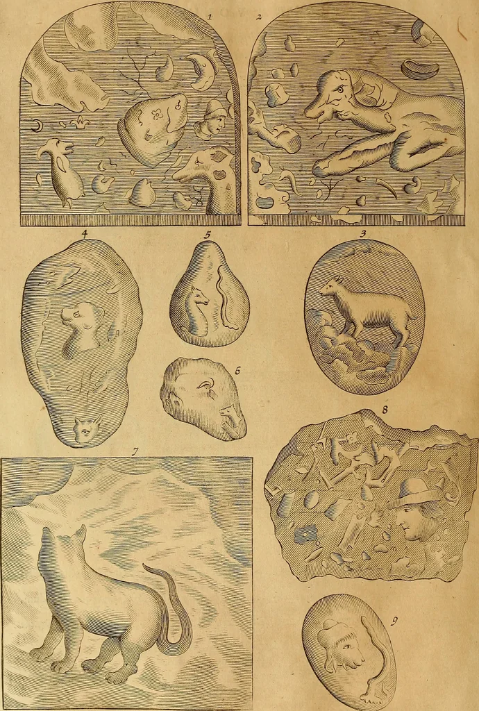 An illustration from Mundus subterraneus, in XII libros digestus : qvo divinum subterrestris mundi opificium, mira ergasteriorum naturae in eo distributio, verbo [pantamorphon] Protei regnum, universae denique naturae majestas & divitiae summa rerum varietate exponuntur, abditorum effectuum causae acri indagine inquistae demonstrantur, cognitae per artis & naturae conjugium ad humanae vitae necessarium usum vario experimentorum apparata, necnon novo modo & ratione applicantur. Ad Alexandrum VII. pont. opt. max., 1678, leaf 477