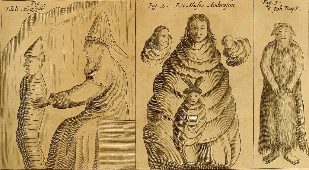 An illustration from Mundus subterraneus, in XII libros digestus : qvo divinum subterrestris mundi opificium, mira ergasteriorum naturae in eo distributio, verbo [pantamorphon] Protei regnum, universae denique naturae majestas & divitiae summa rerum varietate exponuntur, abditorum effectuum causae acri indagine inquistae demonstrantur, cognitae per artis & naturae conjugium ad humanae vitae necessarium usum vario experimentorum apparata, necnon novo modo & ratione applicantur. Ad Alexandrum VII. pont. opt. max., 1678, leaf 480