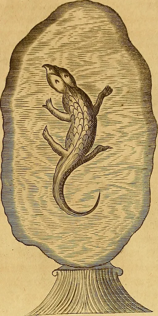 An illustration from Mundus subterraneus, in XII libros digestus : qvo divinum subterrestris mundi opificium, mira ergasteriorum naturae in eo distributio, verbo [pantamorphon] Protei regnum, universae denique naturae majestas & divitiae summa rerum varietate exponuntur, abditorum effectuum causae acri indagine inquistae demonstrantur, cognitae per artis & naturae conjugium ad humanae vitae necessarium usum vario experimentorum apparata, necnon novo modo & ratione applicantur. Ad Alexandrum VII. pont. opt. max., 1678, leaf 520