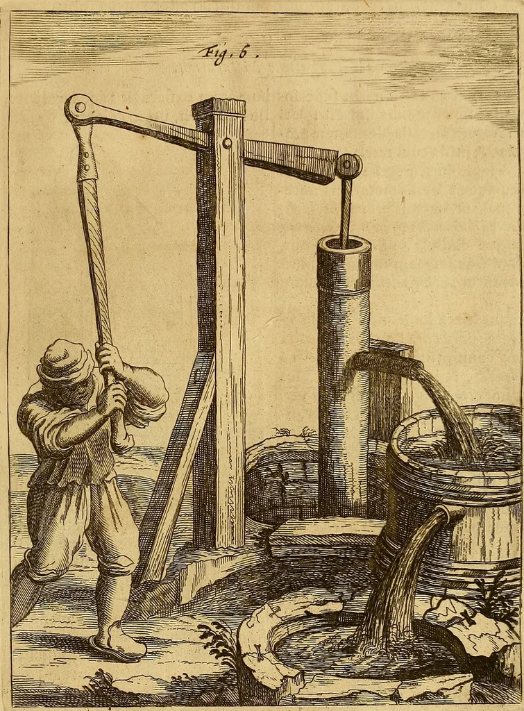 An illustration from Mundus subterraneus, in XII libros digestus : qvo divinum subterrestris mundi opificium, mira ergasteriorum naturae in eo distributio, verbo [pantamorphon] Protei regnum, universae denique naturae majestas & divitiae summa rerum varietate exponuntur, abditorum effectuum causae acri indagine inquistae demonstrantur, cognitae per artis & naturae conjugium ad humanae vitae necessarium usum vario experimentorum apparata, necnon novo modo & ratione applicantur. Ad Alexandrum VII. pont. opt. max., 1678, leaf 658