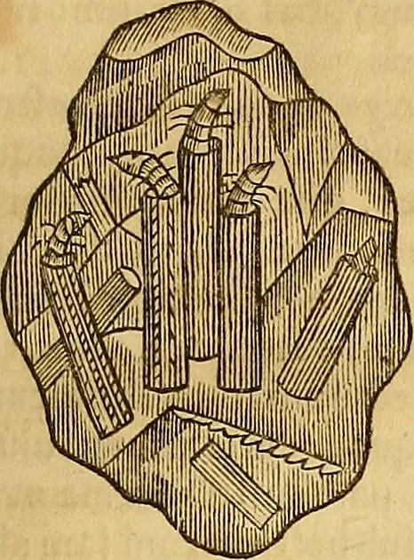 An illustration from Mundus subterraneus, in XII libros digestus : qvo divinum subterrestris mundi opificium, mira ergasteriorum naturae in eo distributio, verbo [pantamorphon] Protei regnum, universae denique naturae majestas & divitiae summa rerum varietate exponuntur, abditorum effectuum causae acri indagine inquistae demonstrantur, cognitae per artis & naturae conjugium ad humanae vitae necessarium usum vario experimentorum apparata, necnon novo modo & ratione applicantur. Ad Alexandrum VII. pont. opt. max., 1678, leaf 830
