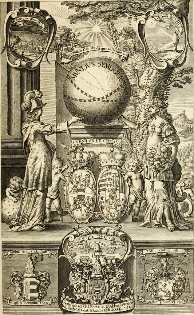 An illustration from Mundus symbolicus, in emblematum universitate formatus, explicatus, et tam sacris, quàm profanis eruditionibus ac sententiis illustratus : subministrans oratoribus, praedicatoribus, academicis, poetis &c. innumera conceptuum argumenta, 1687, leaf 6