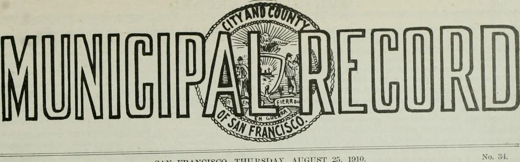 An illustration from Municipal record, 1908, leaf 320