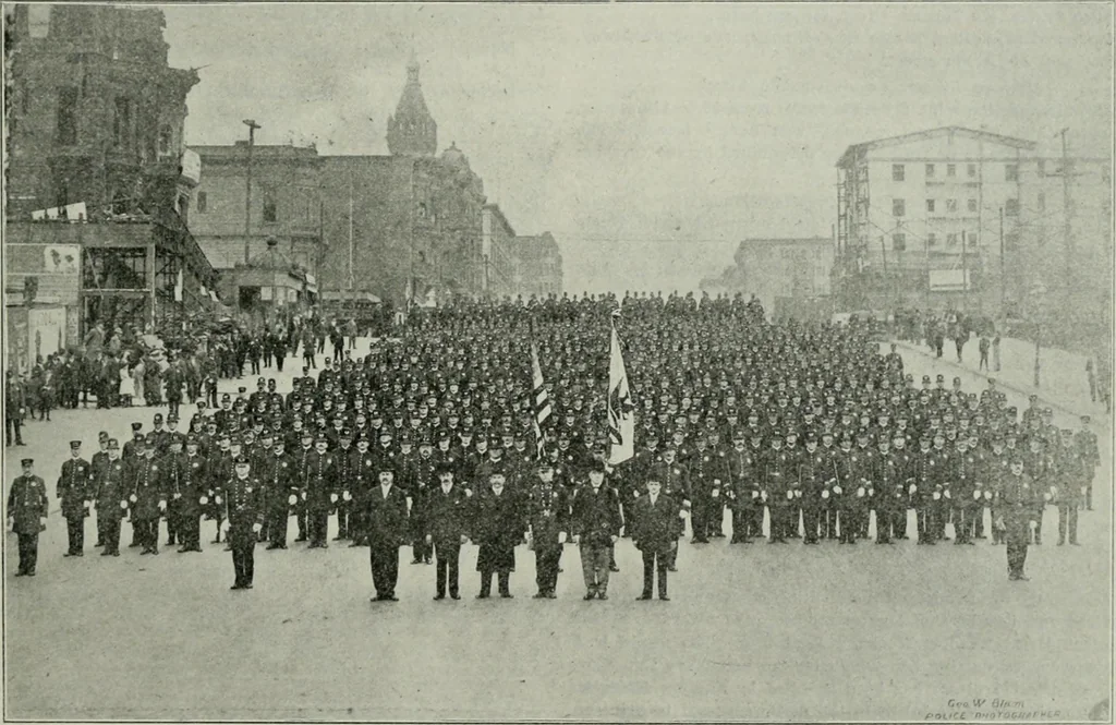 An illustration from Municipal record, 1908, leaf 420