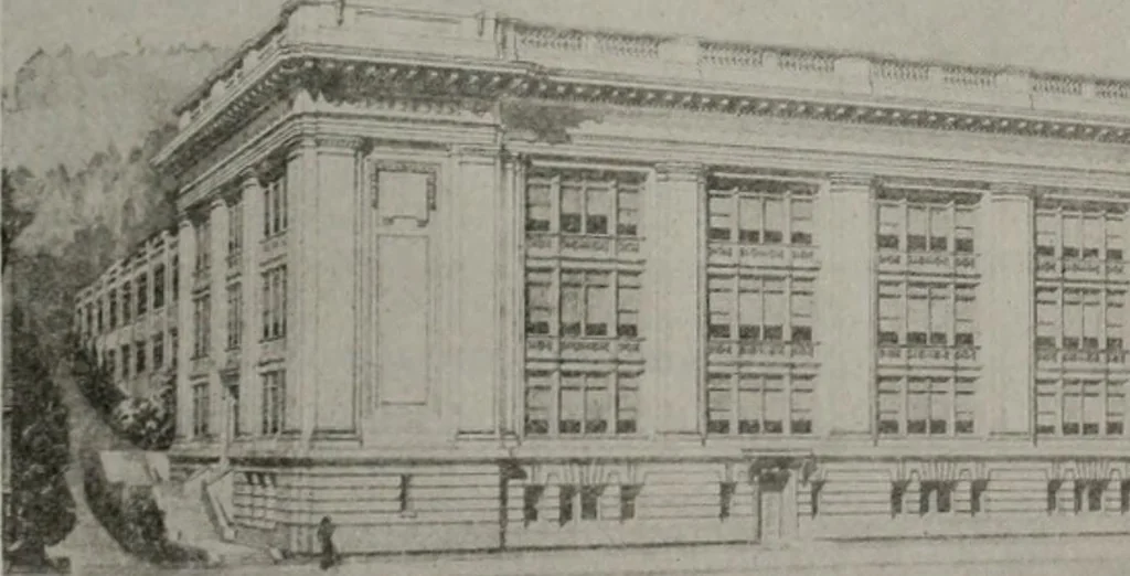 An illustration from Municipal record, 1908, leaf 24