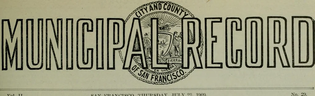 An illustration from Municipal record, 1908, leaf 271