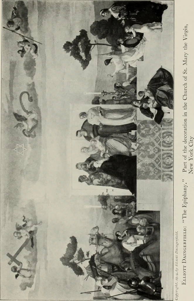 An illustration from Mural painting in America; the Scammon lectures, delivered before the Art institute of Chicago, March, 1912, and since greatly enlarged, by Edwin Howland Blashfield;, 1913, leaf 138