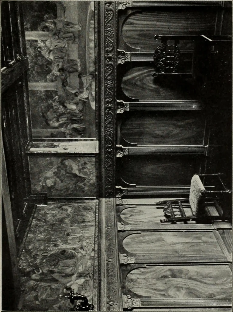 An illustration from Mural painting in America; the Scammon lectures, delivered before the Art institute of Chicago, March, 1912, and since greatly enlarged, by Edwin Howland Blashfield;, 1913, leaf 220