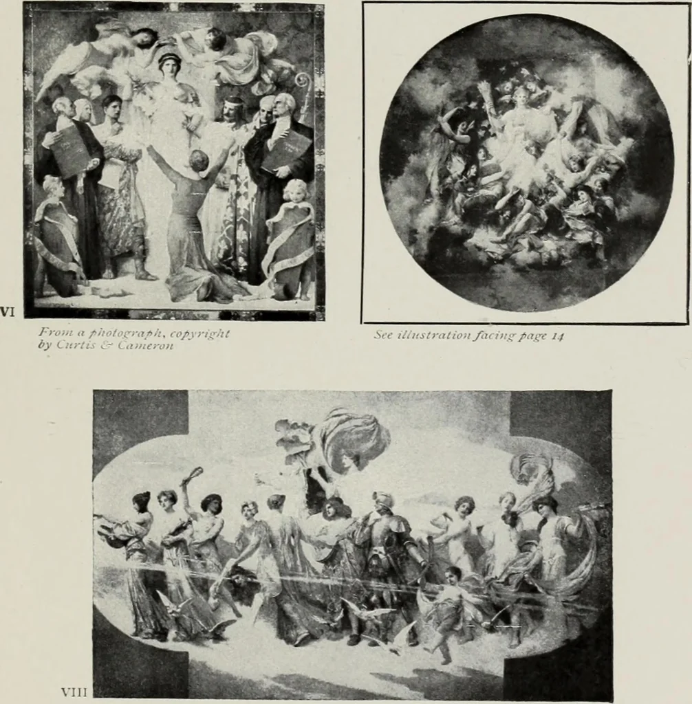 An illustration from Mural painting in America; the Scammon lectures, delivered before the Art institute of Chicago, March, 1912, and since greatly enlarged, by Edwin Howland Blashfield;, 1913, leaf 32