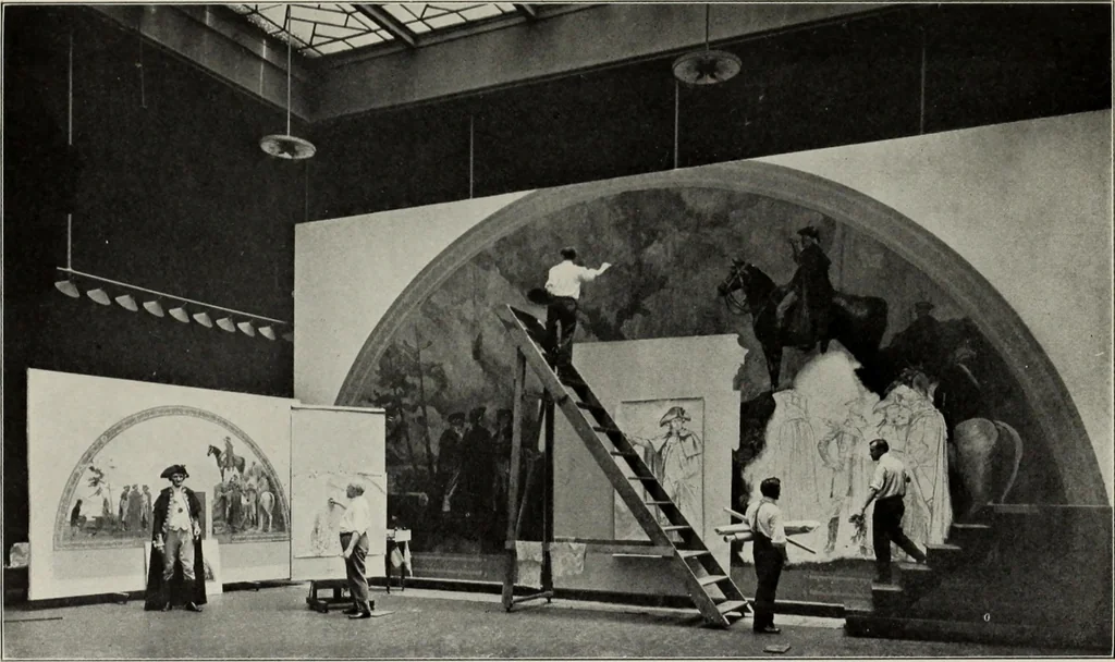 An illustration from Mural painting in America; the Scammon lectures, delivered before the Art institute of Chicago, March, 1912, and since greatly enlarged, by Edwin Howland Blashfield;, 1913, leaf 382