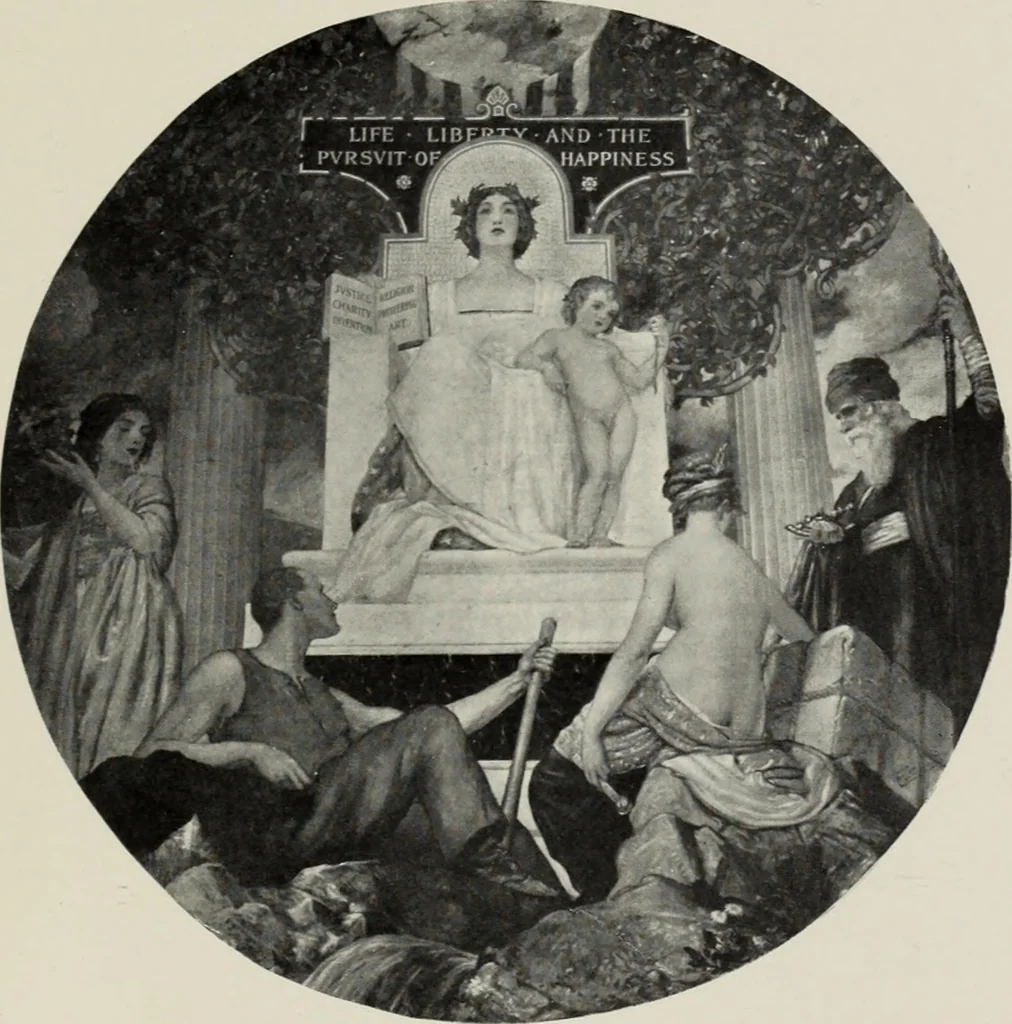 An illustration from Mural painting in America; the Scammon lectures, delivered before the Art institute of Chicago, March, 1912, and since greatly enlarged, by Edwin Howland Blashfield;, 1913, leaf 94