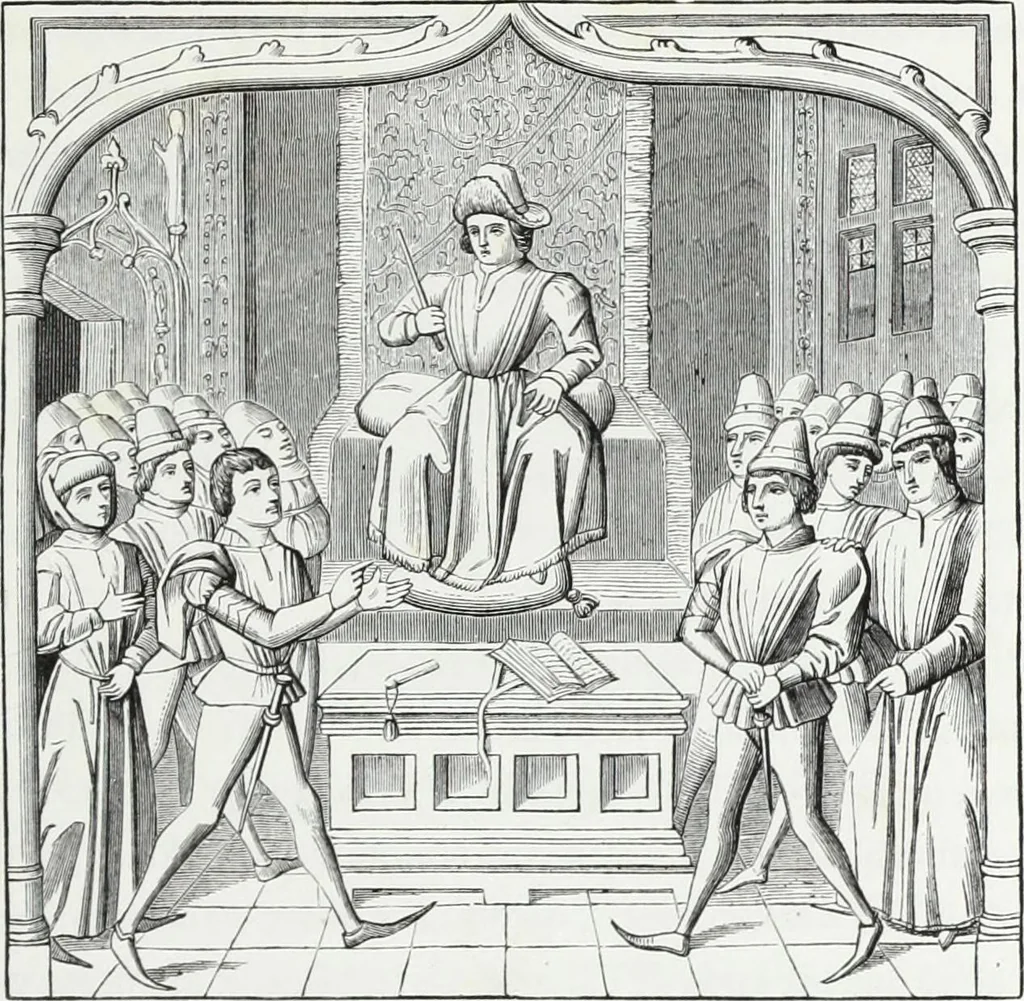 An illustration from Mœurs, usages et costumes au moyen âge : et à l'époque de la renaissance, 1874, leaf 414