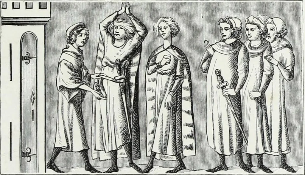 An illustration from Mœurs, usages et costumes au moyen âge et à l'époque de la renaissance, 1872, leaf 412