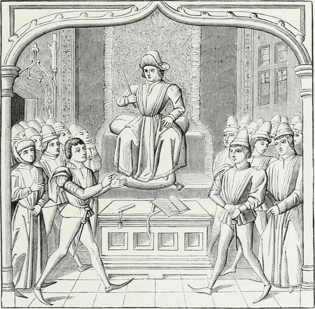An illustration from Mœurs, usages et costumes au moyen âge et à l'époque de la renaissance, 1872, leaf 414