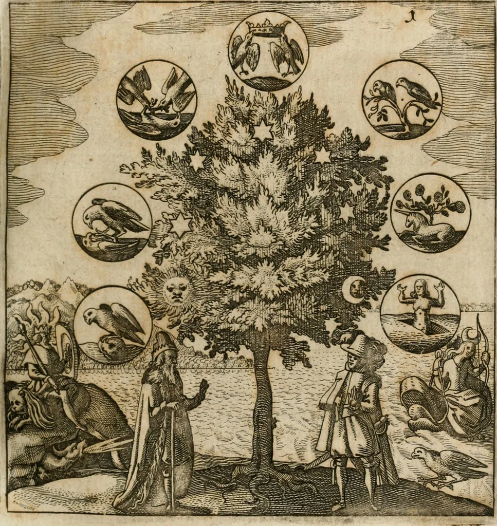 An illustration from Musaeum hermeticum, reformatum et amplificatum : omnes sopho-spagyricae artis discipulos fidelissimè erudiens, quo pacto summa illa veraque lapidis philosophici medicina, qua res omnes qualemcunque defectum patientes, instaurantur, inveniri & haberi queat : continens tractatus chimicos XXI. praestantissimos .., 1678, leaf 218