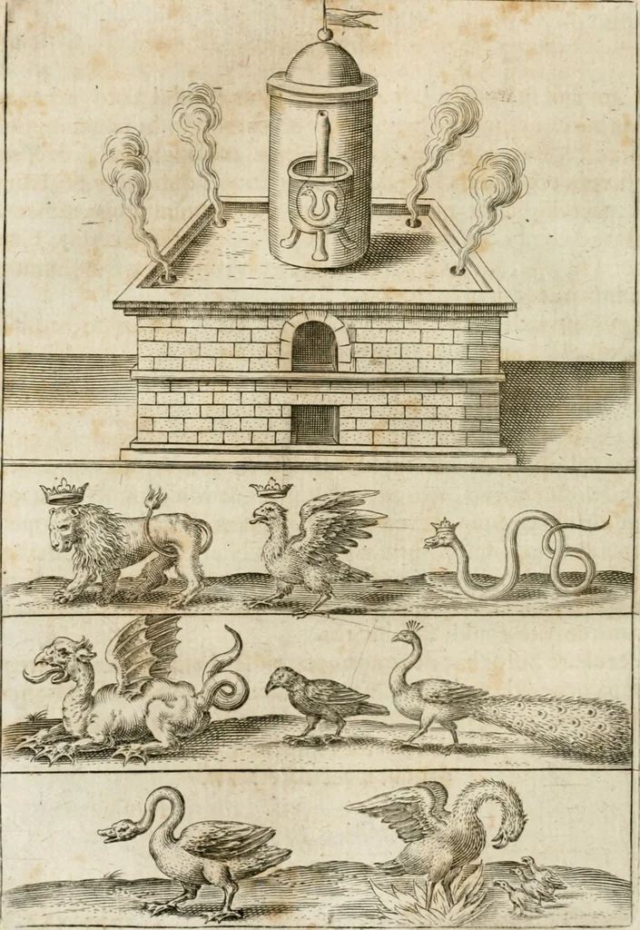 An illustration from Musaeum hermeticum, reformatum et amplificatum : omnes sopho-spagyricae artis discipulos fidelissimè erudiens, quo pacto summa illa veraque lapidis philosophici medicina, qua res omnes qualemcunque defectum patientes, instaurantur, inveniri & haberi queat : continens tractatus chimicos XXI. praestantissimos .., 1678, leaf 449