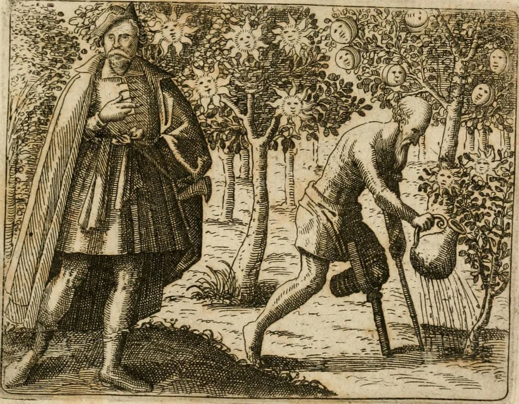 An illustration from Musaeum hermeticum, reformatum et amplificatum : omnes sopho-spagyricae artis discipulos fidelissimè erudiens, quo pacto summa illa veraque lapidis philosophici medicina, qua res omnes qualemcunque defectum patientes, instaurantur, inveniri & haberi queat : continens tractatus chimicos XXI. praestantissimos .., 1678, leaf 718