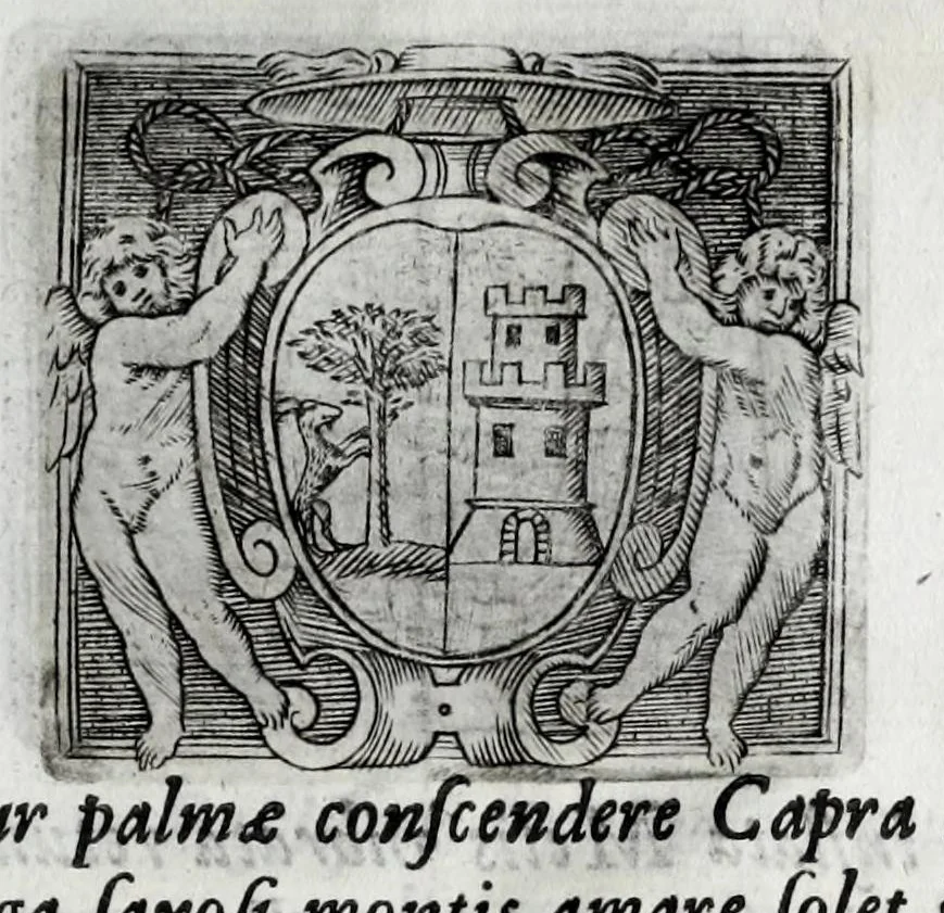 An illustration from Musarum plausus Perusii in augusto D. Petri Monast.o Congregationis Casinensis ad anni MDCXLIII generalia patrum comitia excitatus, 1643, leaf 105