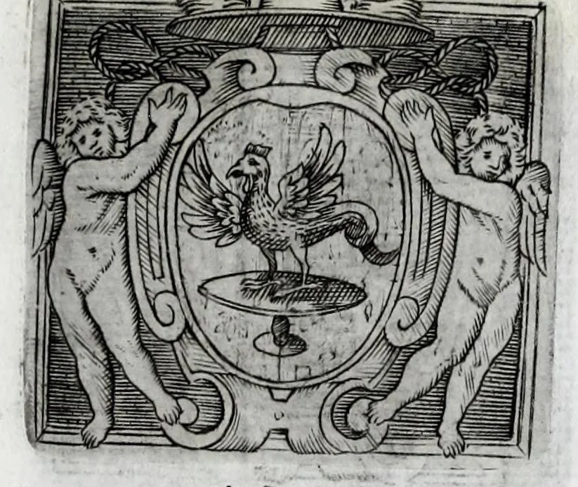 An illustration from Musarum plausus Perusii in augusto D. Petri Monast.o Congregationis Casinensis ad anni MDCXLIII generalia patrum comitia excitatus, 1643, leaf 107