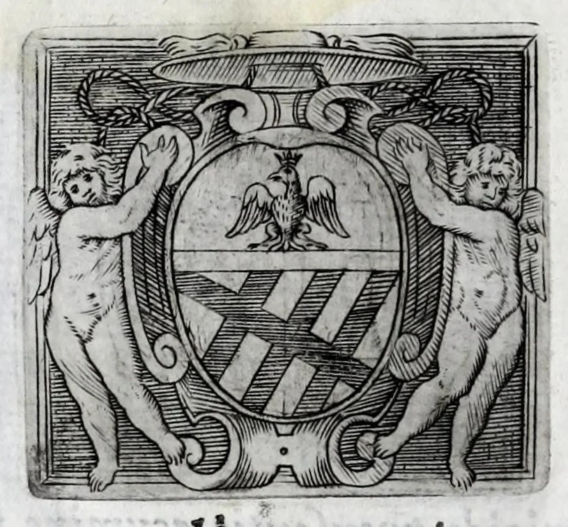 An illustration from Musarum plausus Perusii in augusto D. Petri Monast.o Congregationis Casinensis ad anni MDCXLIII generalia patrum comitia excitatus, 1643, leaf 112
