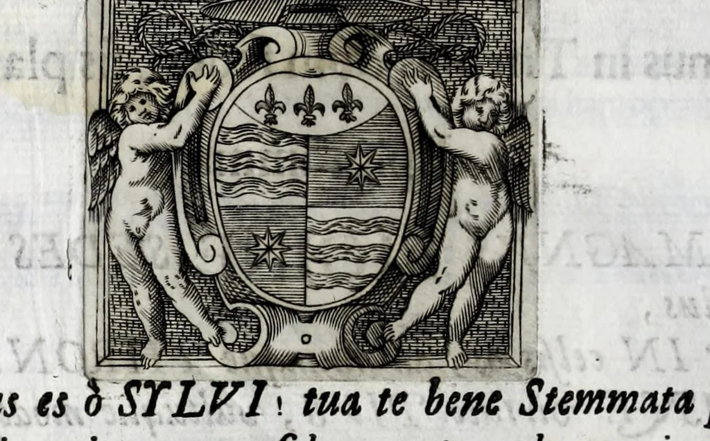 An illustration from Musarum plausus Perusii in augusto D. Petri Monast.o Congregationis Casinensis ad anni MDCXLIII generalia patrum comitia excitatus, 1643, leaf 46