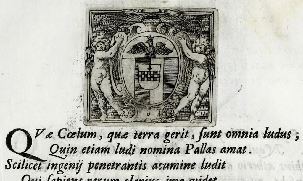 An illustration from Musarum plausus Perusii in augusto D. Petri Monast.o Congregationis Casinensis ad anni MDCXLIII generalia patrum comitia excitatus, 1643, leaf 57