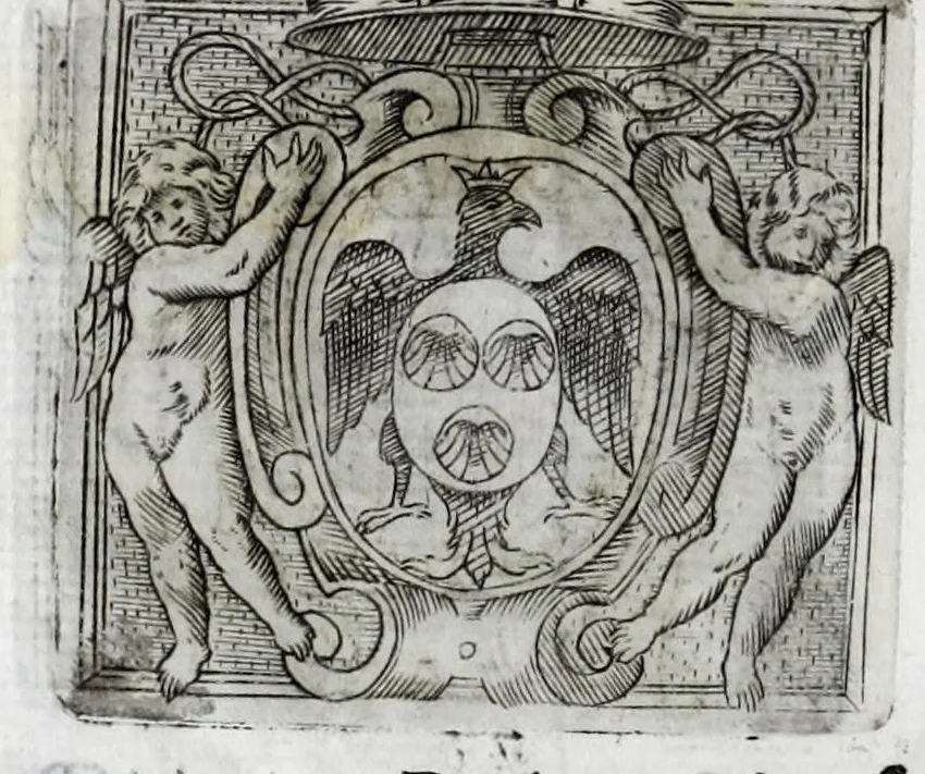 An illustration from Musarum plausus Perusii in augusto D. Petri Monast.o Congregationis Casinensis ad anni MDCXLIII generalia patrum comitia excitatus, 1643, leaf 84