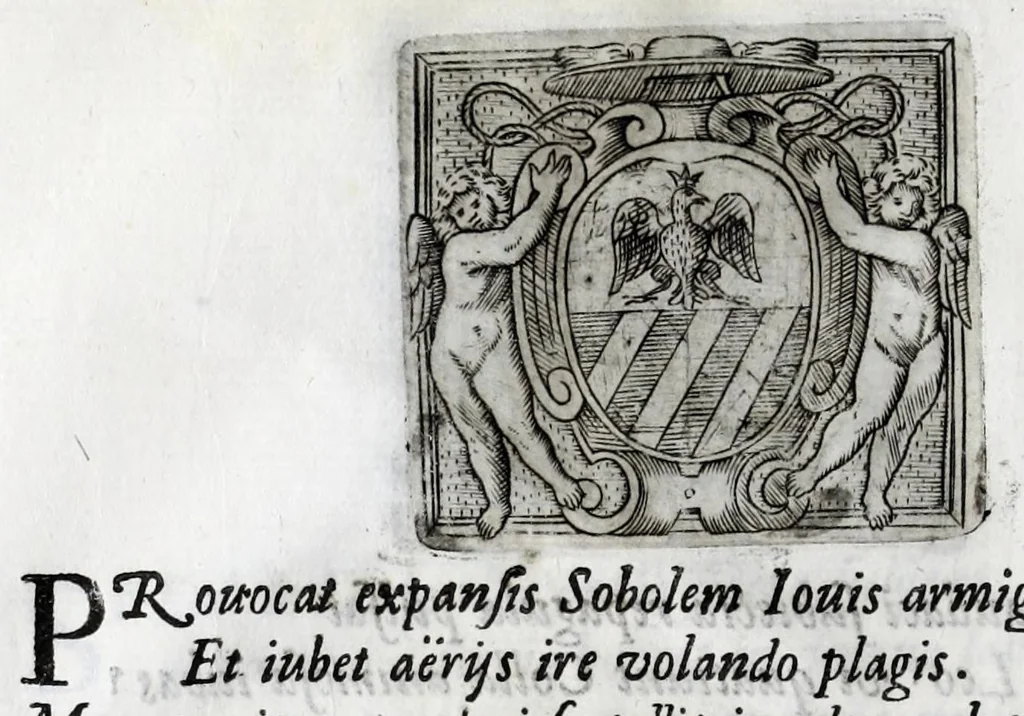 An illustration from Musarum plausus Perusii in augusto D. Petri Monast.o Congregationis Casinensis ad anni MDCXLIII generalia patrum comitia excitatus, 1643, leaf 90