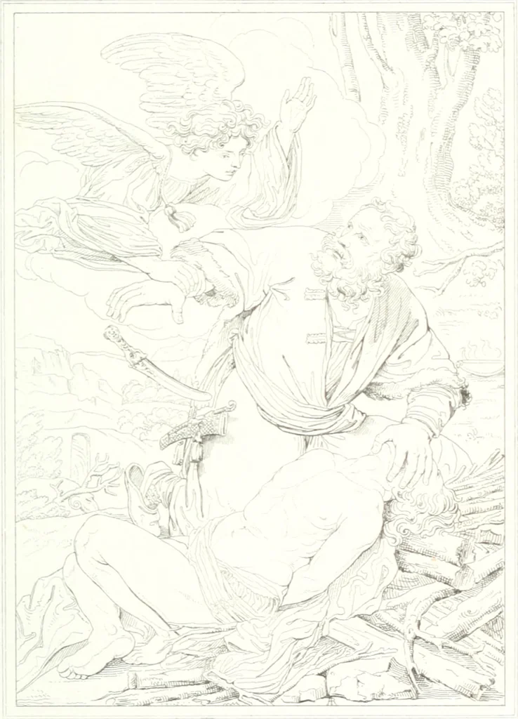 An illustration from Musée de peinture et de sculpture; ou, Recueil des principaux tableaux, statues et bas-reliefs des collections publiques et particulières de l'Europe. Dessiné et gravé à l'eau-forte par Réveil, avec des notices descriptives, critiques et historiques par Louis et Réné Ménard, 1872, leaf 122