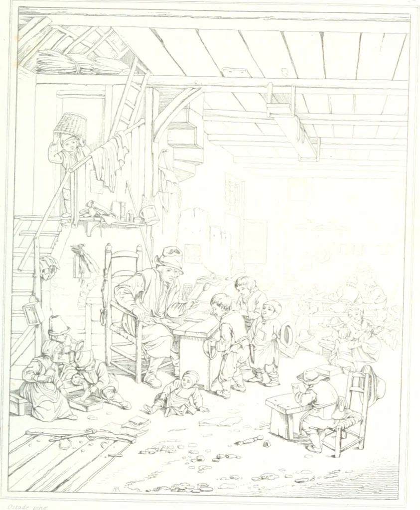 An illustration from Musée de peinture et de sculpture; ou, Recueil des principaux tableaux, statues et bas-reliefs des collections publiques et particulières de l'Europe. Dessiné et gravé à l'eau-forte par Réveil, avec des notices descriptives, critiques et historiques par Louis et Réné Ménard, 1872, leaf 156